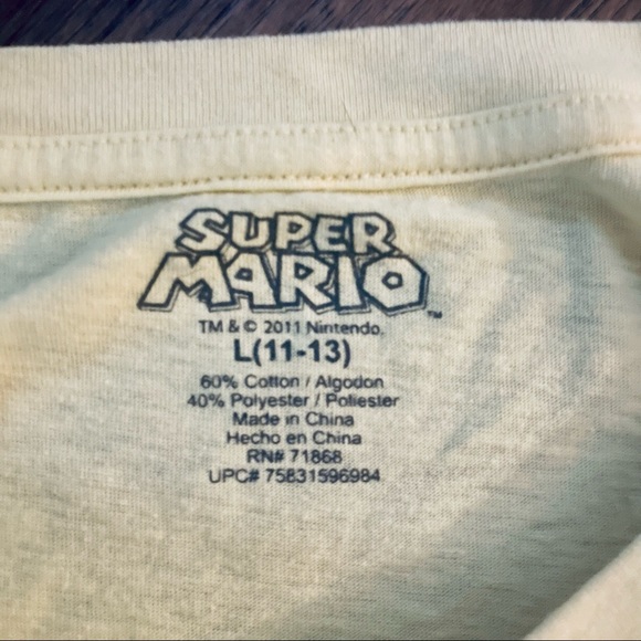 Official Nintendo SUPER MARIO BROS Yellow T-Shirt - Size Large - Picture 3 of 3